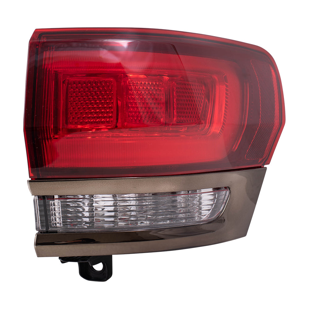 Brock Replacement Passenger Side Tail Light Assembly with Silver Bezel without Platinum Insert Body Mounted Compatible with 14-20 Grand Cherokee