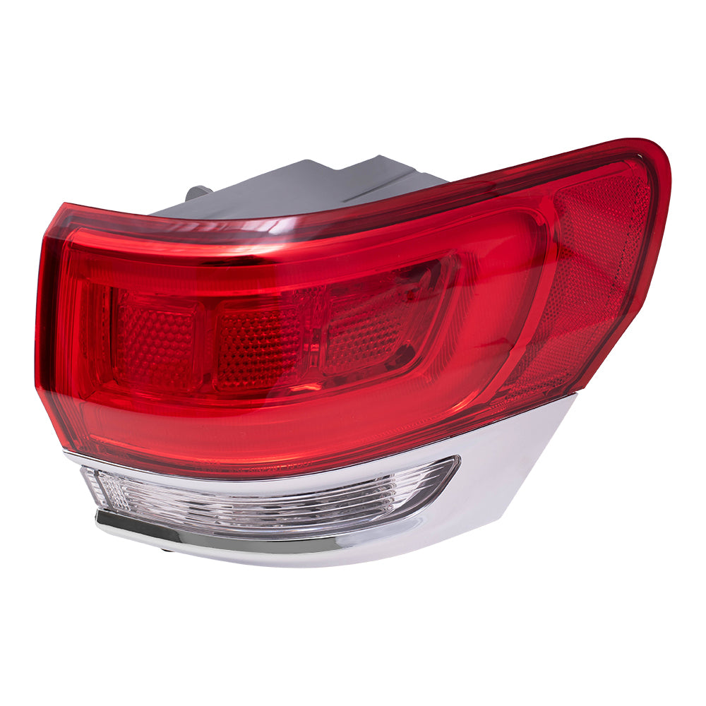 Brock Replacement Passenger Side Tail Light Assembly with Chrome Bezel Compatible with 2014-2021 Grand Cherokee Laredo/Limited/Overland/Summit