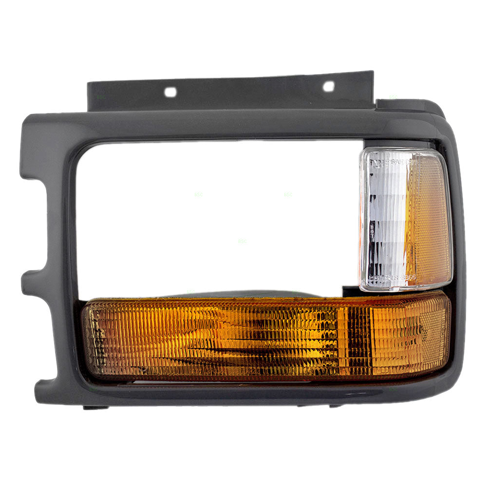 Brock Replacement Driver Park Signal Side Marker Light with Headlamp Bezel Compatible with 1991-1996 Dakota with Aero Package 83506613