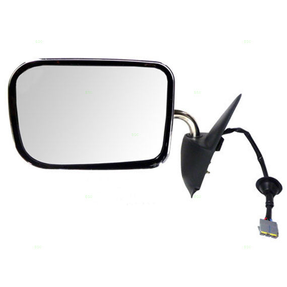 Replacement Drivers Power Side View Mirror with Chrome Cover Compatible with 1994-1997 Ram Pickup Truck 55076613