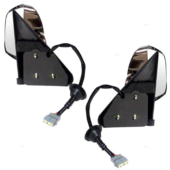 Replacement Set Driver and Passenger Power Side View Mirrors with Chrome Covers Compatible with 1994-1997 Ram Pickup Truck 55076613 55076612