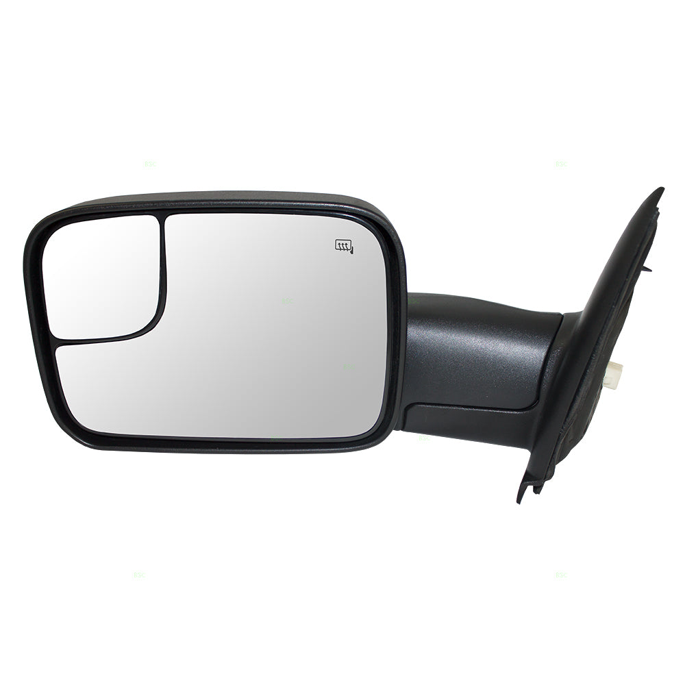 Replacement Driver Power Side Trailer Tow Mirror Heated 7x10 Flip Up Compatible with 2002-2010 Ram Pickup Truck 55077445AO CH1320228