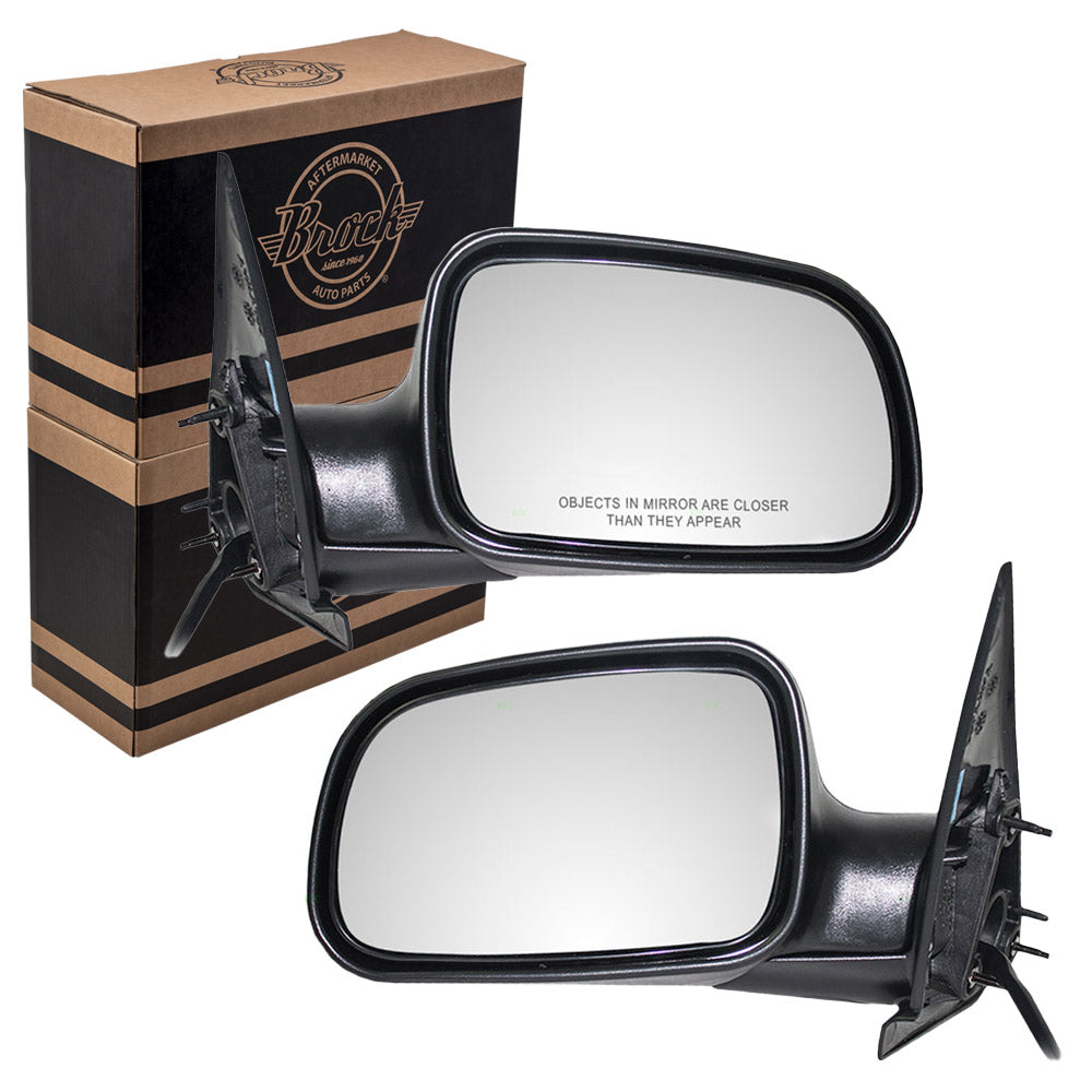 Brock Aftermarket Replacement Driver Left Passenger Right Power Mirror Set Textured Black without Heat Compatible with 1999-2004 Jeep Grand Cherokee