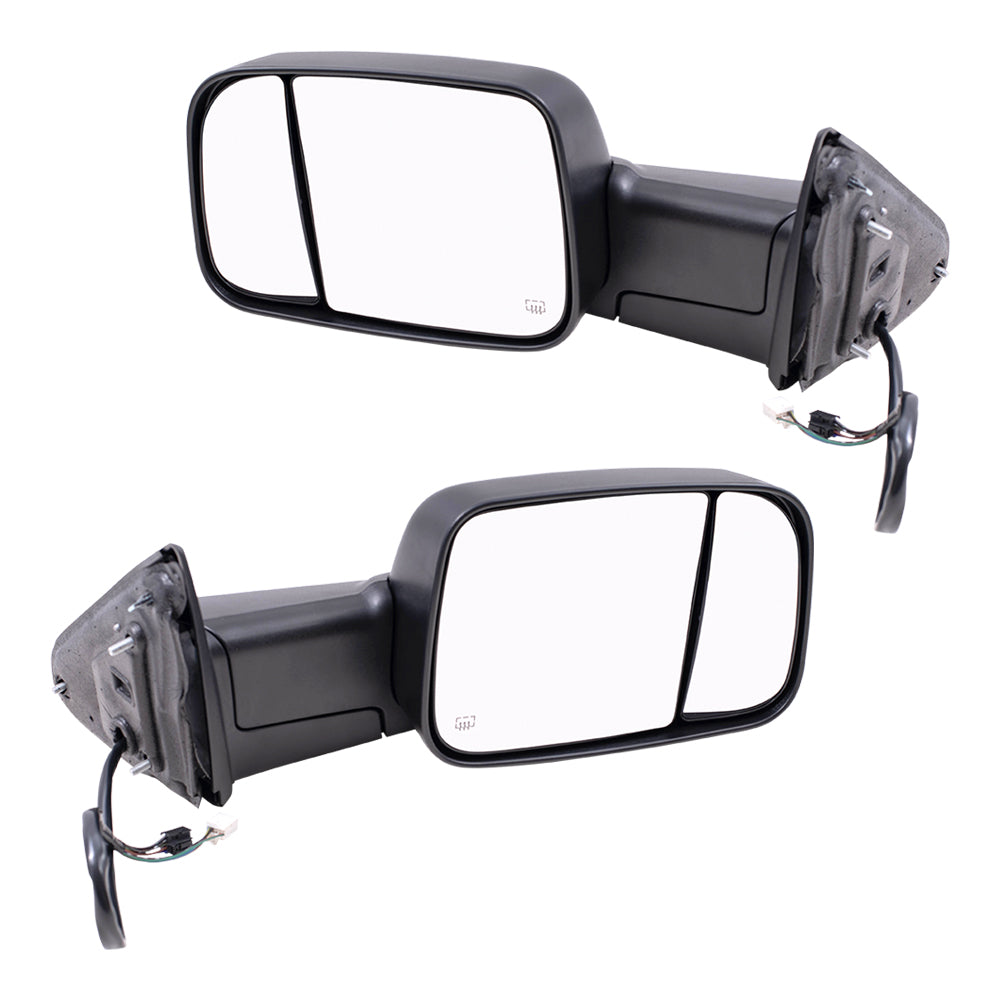 Brock Replacement Driver and Passenger Side Power Tow Mirrors with Heat, Signal and Puddle Light without Memory Compatible with 2013-2018 1500/2500/3500/4500/5500 & 2019-2021 1500 Classic