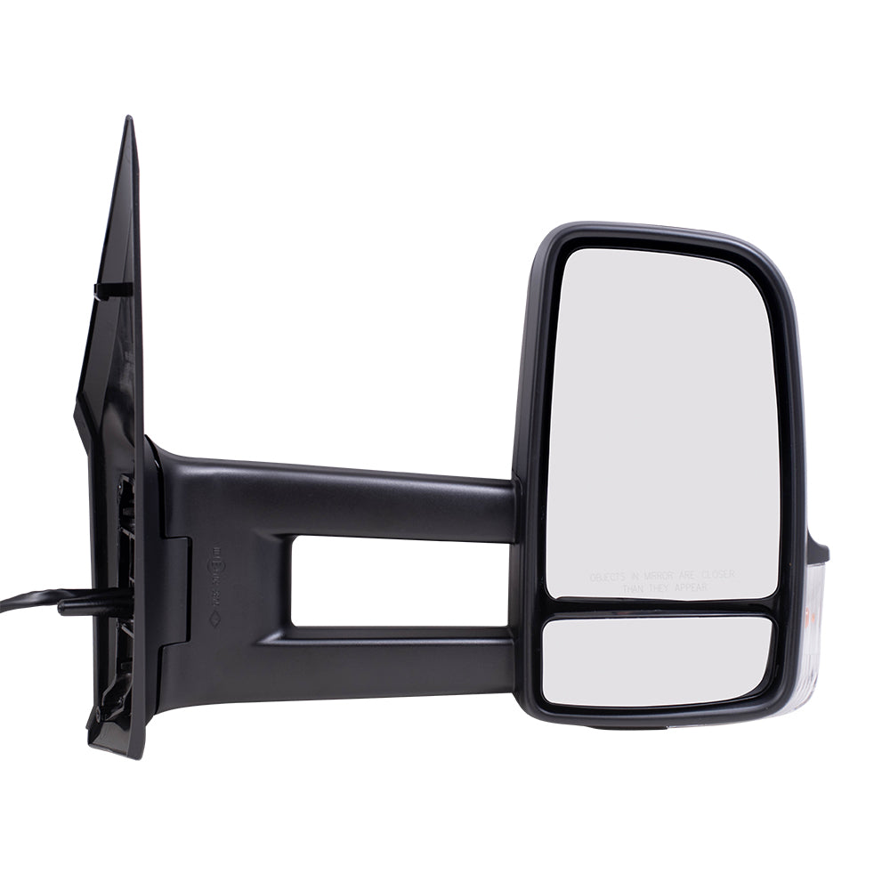 Brock Replacement Driver and Passenger Side Extended Type Power Mirrors Textured Black with Heat and Signal without Blind Spot Detection Compatible with 2006-2018 Sprinter