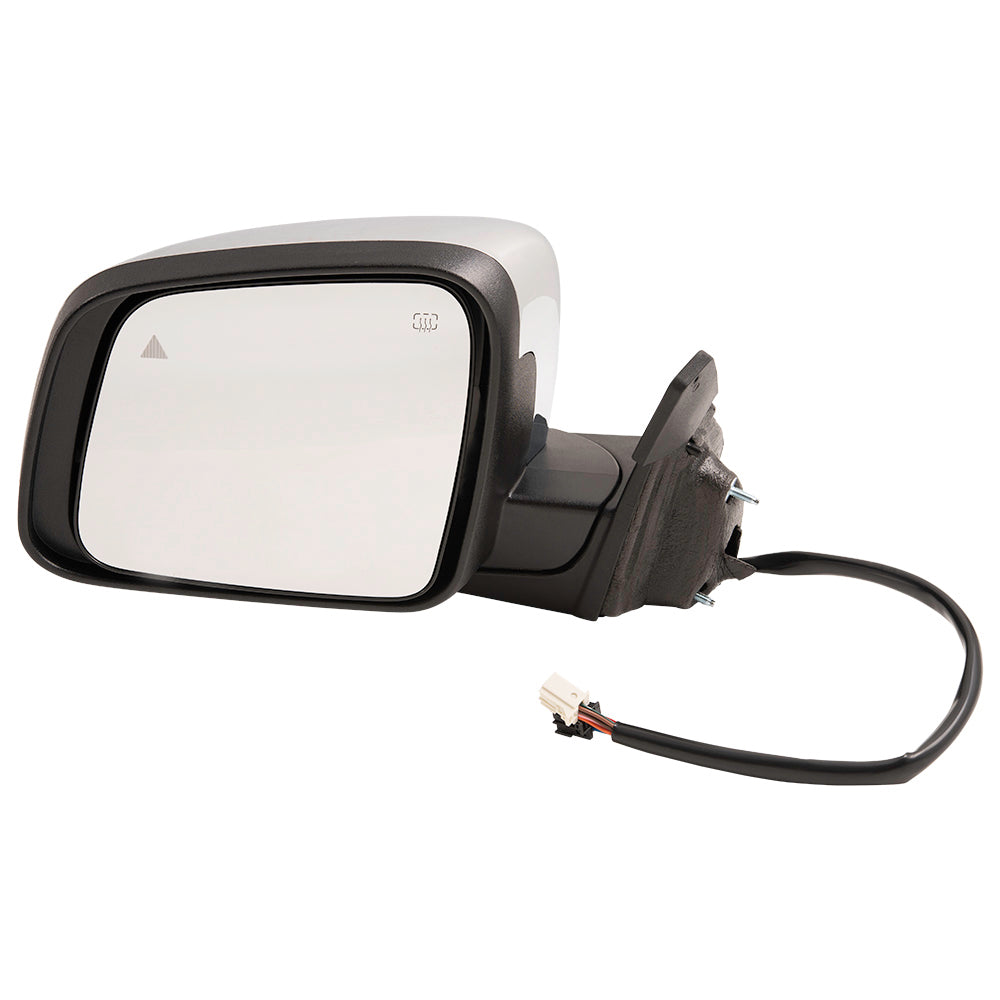 Brock Aftermarket Replacement Driver Left Power Mirror Chrome With Heat-Signal-Memory-Blind Spot Detection Without Auto Dimming Compatible With 2011-2021 Jeep Grand Cherokee Code GQU