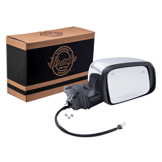 Brock Aftermarket Replacement Passenger Right Power Mirror Chrome With Heat-Signal-Memory-Blind Spot Detection Without Auto Dimming Compatible With 2011-2021 Jeep Grand Cherokee Code GQU