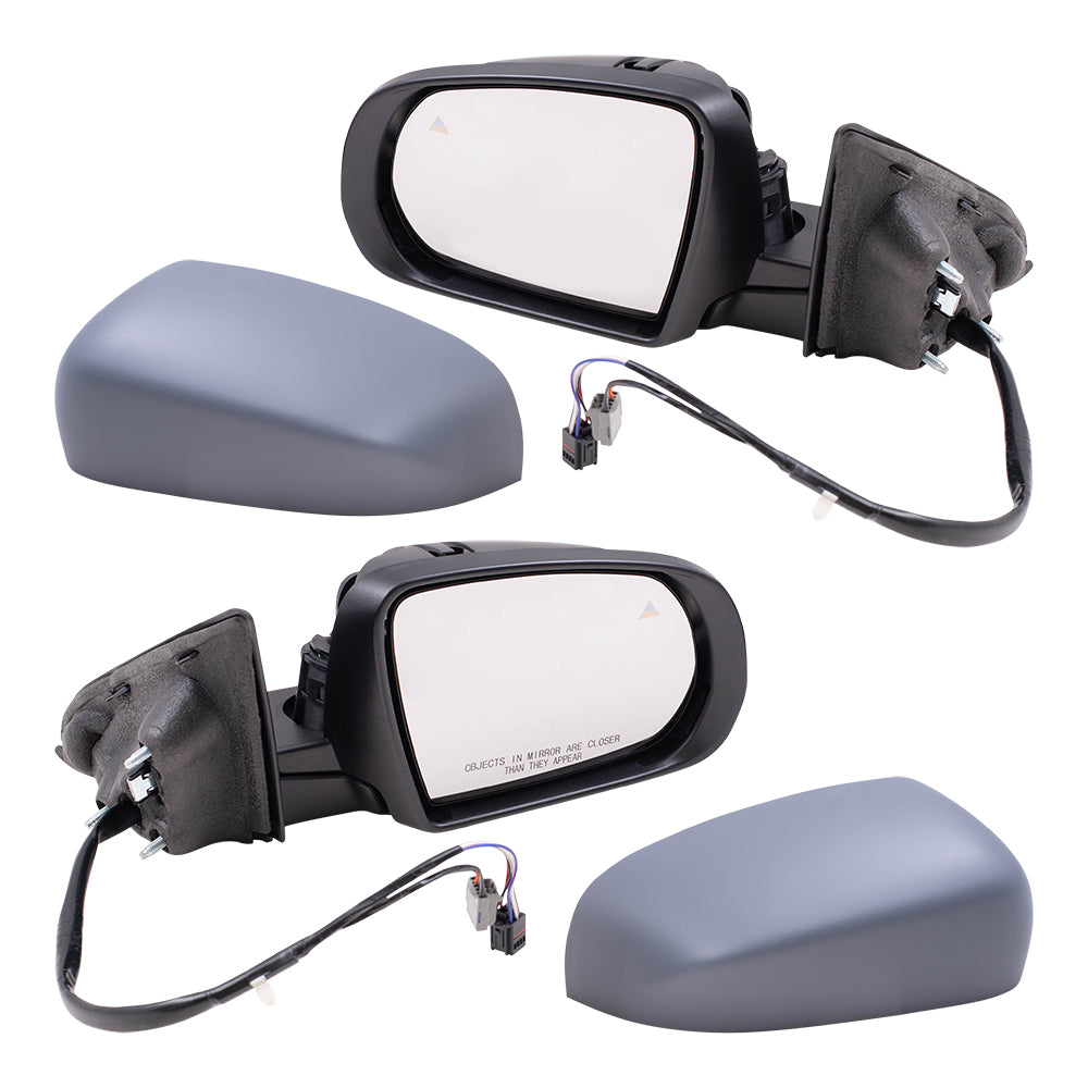 Brock Aftermarket Replacement Driver Left Passenger Right Power Mirror Set with Paint to Match Gray Cover-Textured Black Base-Heat-Signal-Blind Spot Detection Compatible with 2017-2021 Jeep Compass