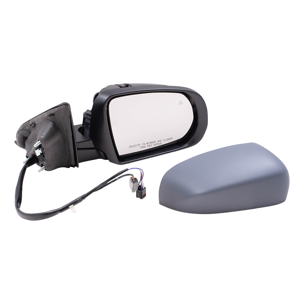 Brock Aftermarket Replacement Passenger Right Power Mirror with Paint to Match Gray Cover-Textured Black Base-Heat-Signal-Blind Spot Detection Compatible with 2017-2021 Jeep Compass