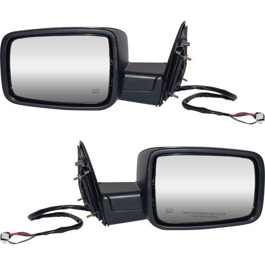Brock Driver Side Left Passenger Side Right Power Door Mirror Set Textured Black Cover With Heat-LED Signal-Manual Folding Compatible With 2009 Dodge RAM 1500 Without Towing Package 2332-0024LR