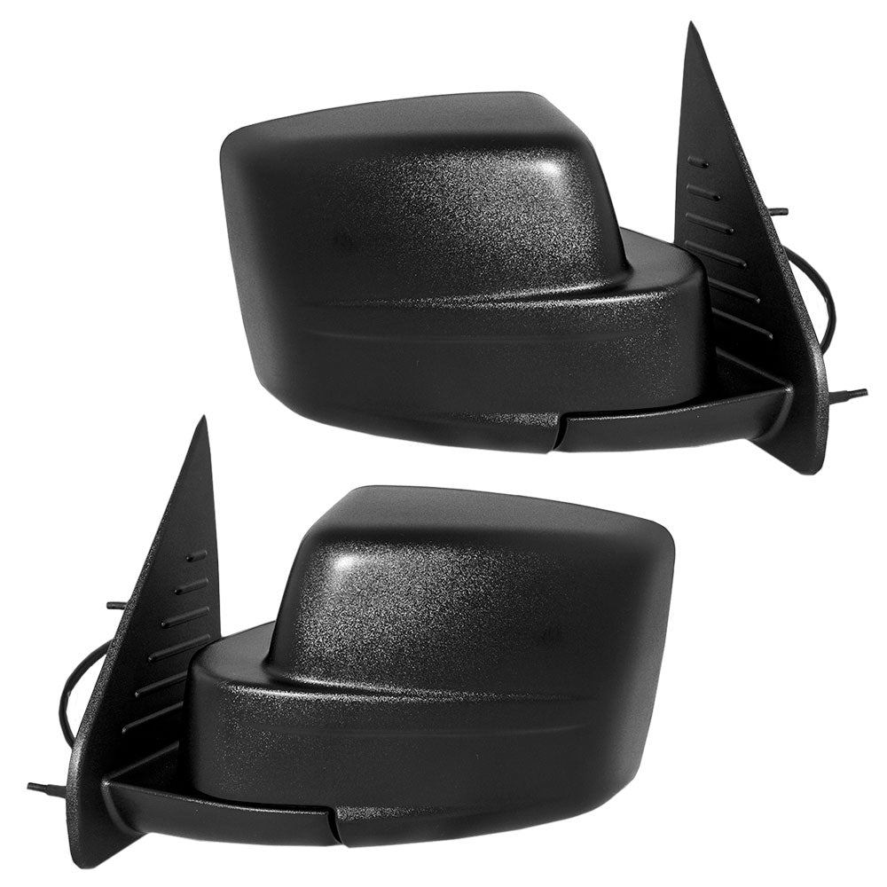 Brock Aftermarket Replacement Driver Left Passenger Right Power Mirror Set Textured Black Manual Foldaway with Heat-Memory-10 Hole Dual Connectors Compatible with 2008-2012 Jeep Liberty