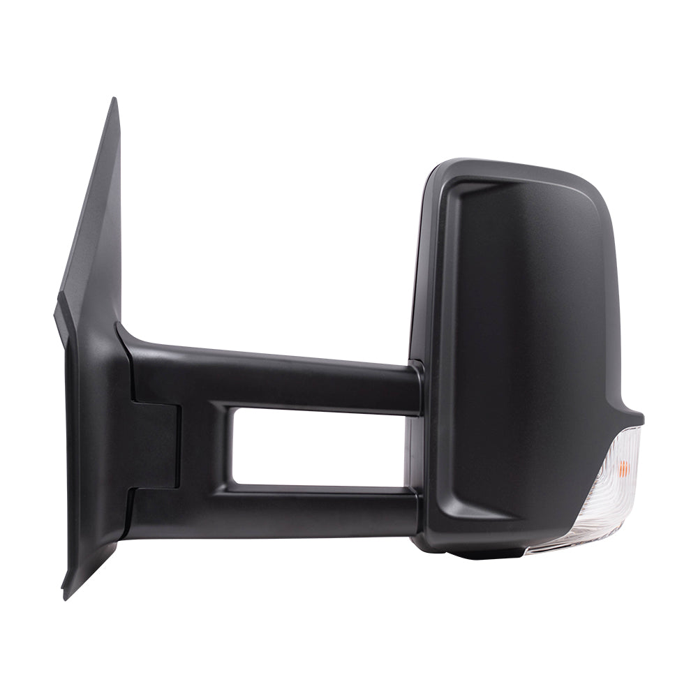 Brock Replacement Driver Side Extended Type Manual Mirror Textured Black with Signal without Heat Compatible with 2006-2018 Sprinter