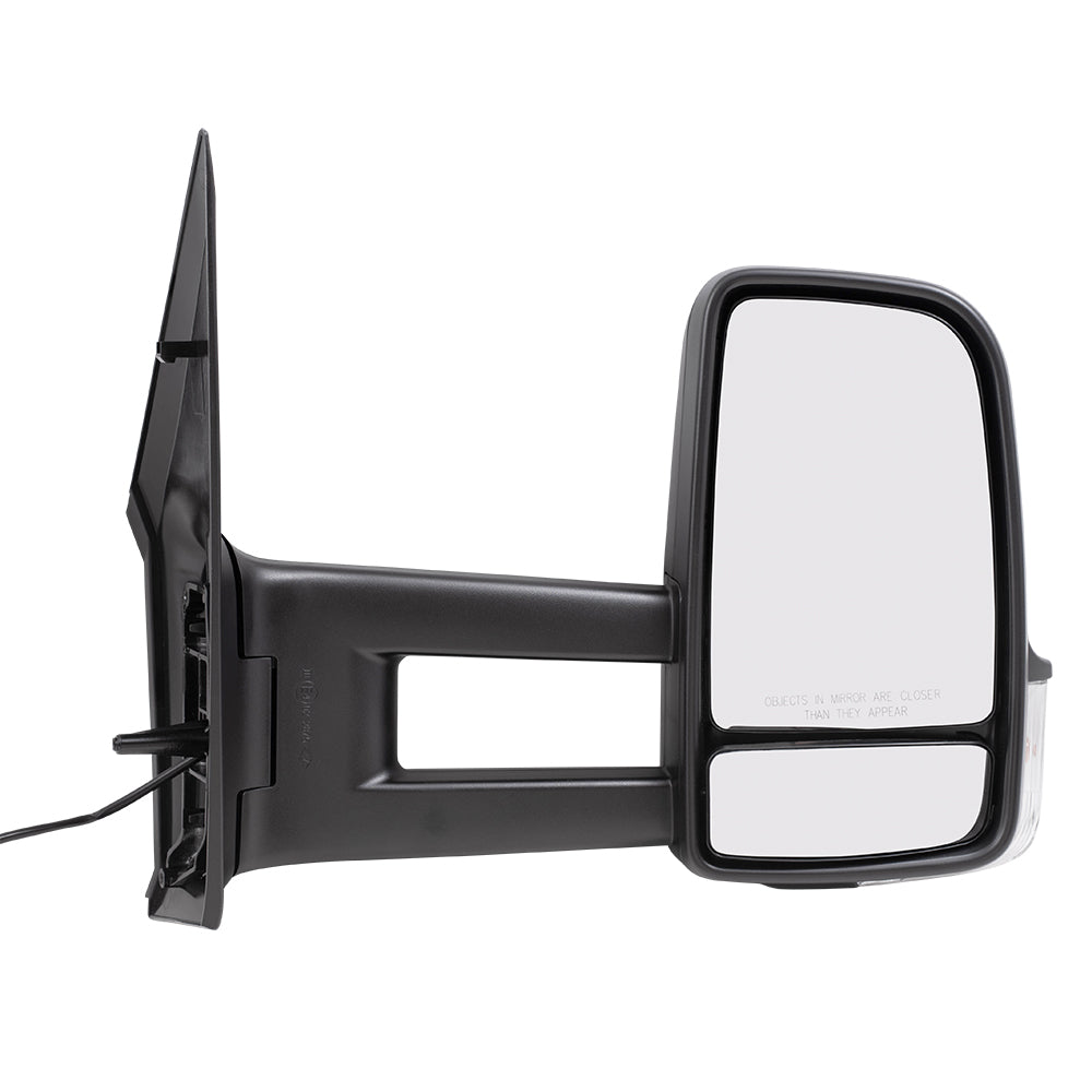 Brock Replacement Passenger Side Extended Type Manual Mirror Textured Black with Signal without Heat Compatible with 2006-2018 Sprinter