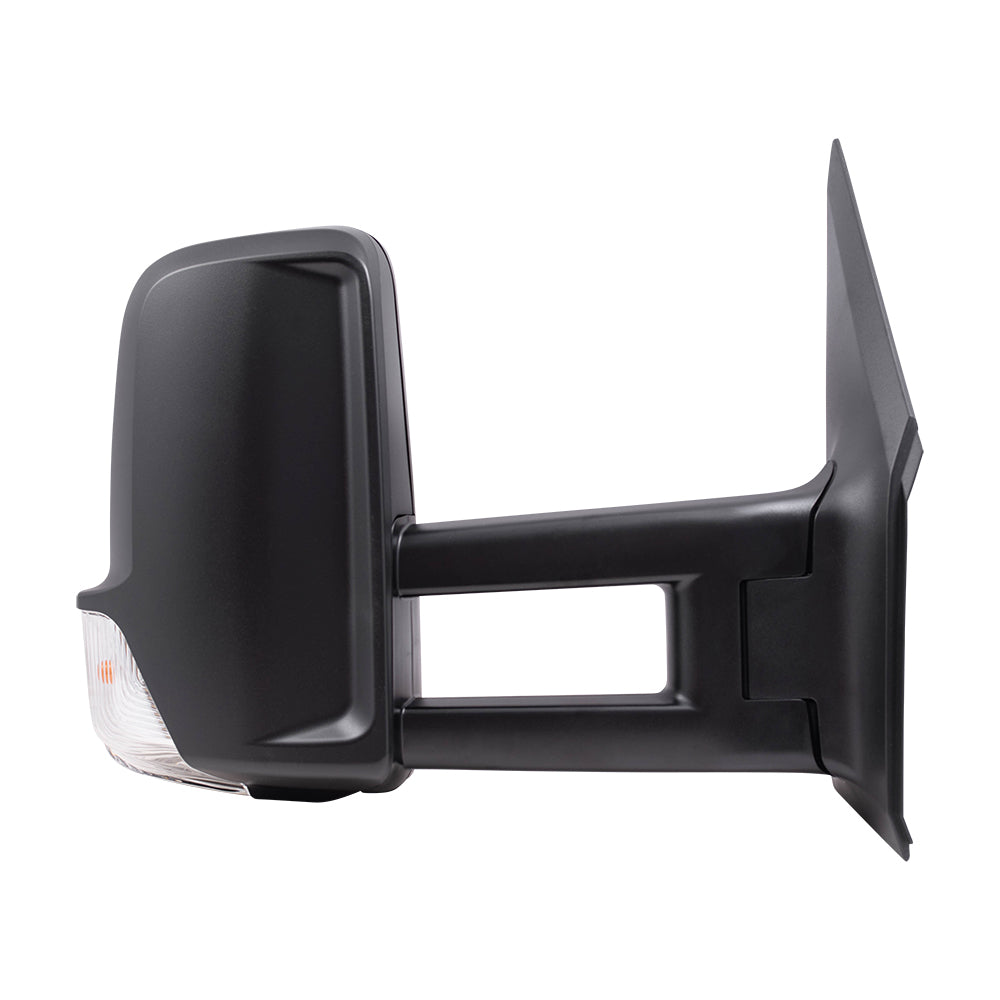 Brock Replacement Passenger Side Extended Type Manual Mirror Textured Black with Signal without Heat Compatible with 2006-2018 Sprinter