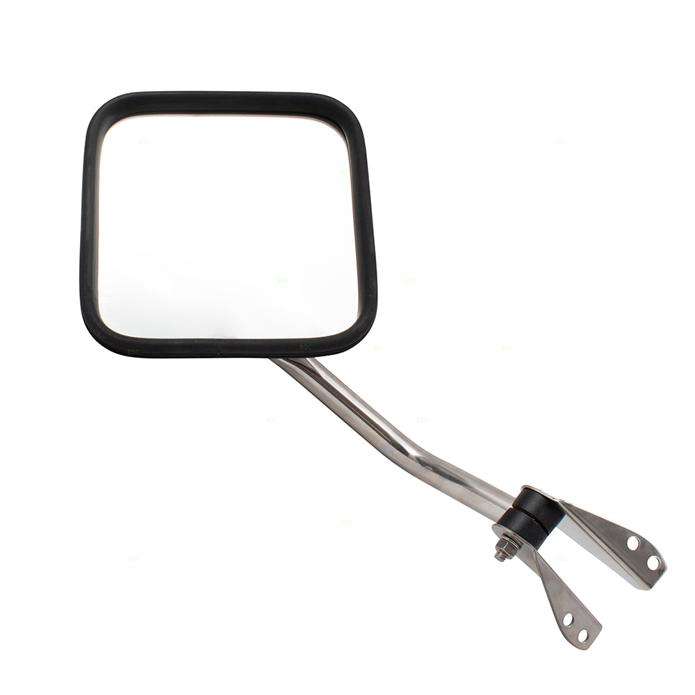 Brock Replacement Driver Side Stainless Steel Manual Mirror Windshield Hinge Mounted Compatible with 1987-1994 Wrangler/ 1955-1986 CJ Series/ 1955-1982 DJ Series