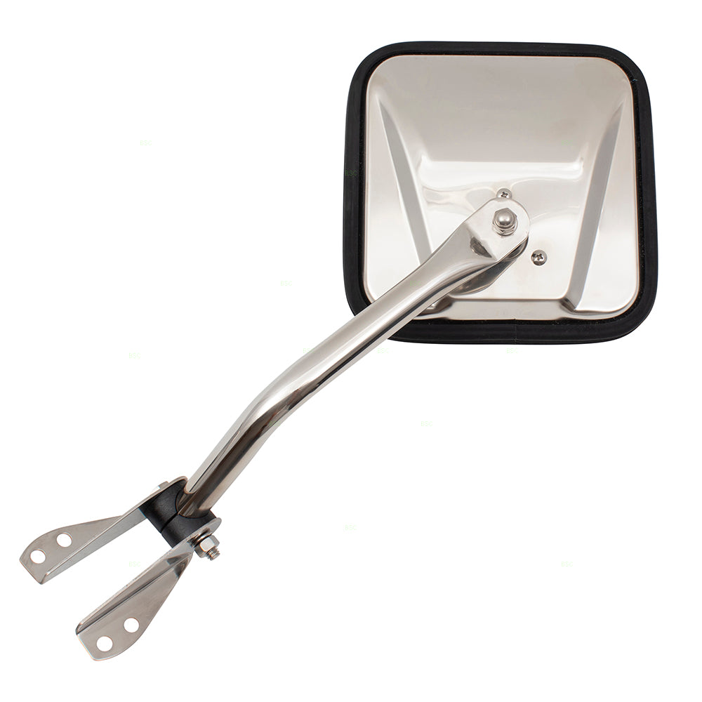 Brock Replacement Driver Side Stainless Steel Manual Mirror Windshield Hinge Mounted Compatible with 1987-1994 Wrangler/ 1955-1986 CJ Series/ 1955-1982 DJ Series