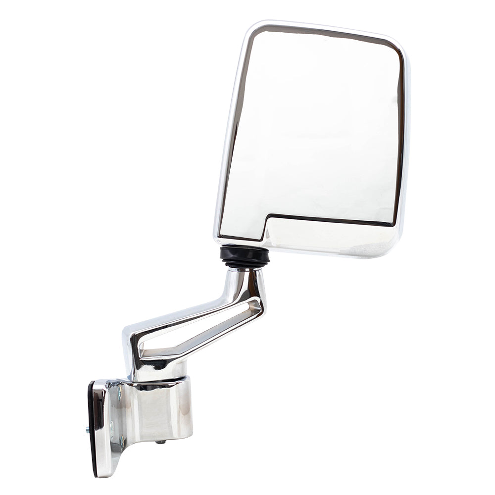 Replacement Driver Manual Side View Mirror Chrome Door Hinge Mounted Performance Upgrade Compatible with 1987-1995 Wrangler 1997-2002 Wrangler