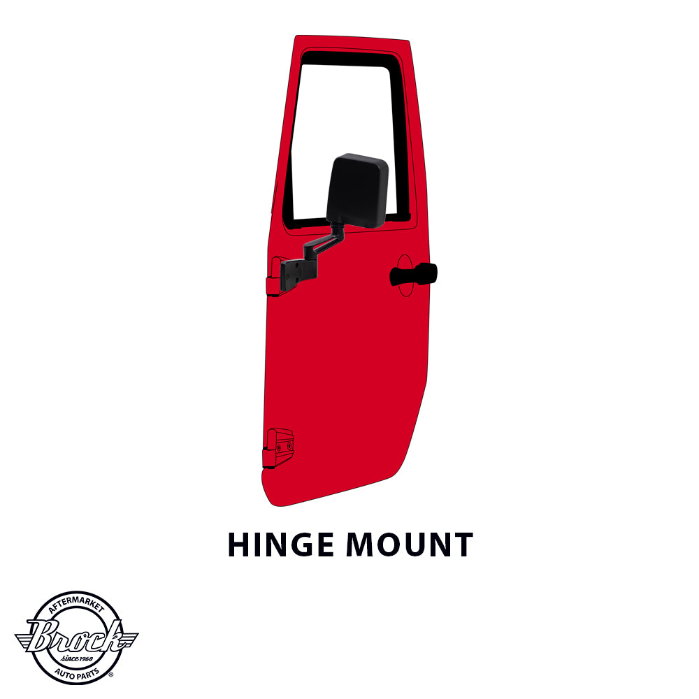 Manual Mirror for 1987-2002 Wrangler Door Hinge Mounted 55027207 Set