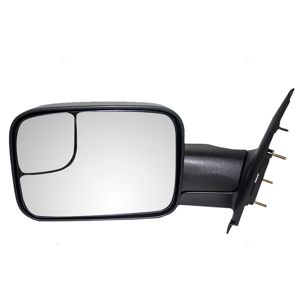 Brock Replacement Driver Manual Tow Side Mirror 7x10 Flip-Up Textured Black Compatible with 2002-2008 1500 2003-2009 2500 2003-2010 3500 Pickup Truck 55077493AN