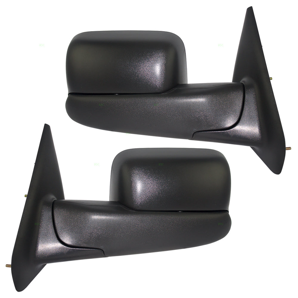 Brock Replacement Driver and Passenger Manual Side Tow Mirrors 7x10 Flip-Up Textured Compatible with 02-08 Pickup Truck 55077493AN 55077492AN