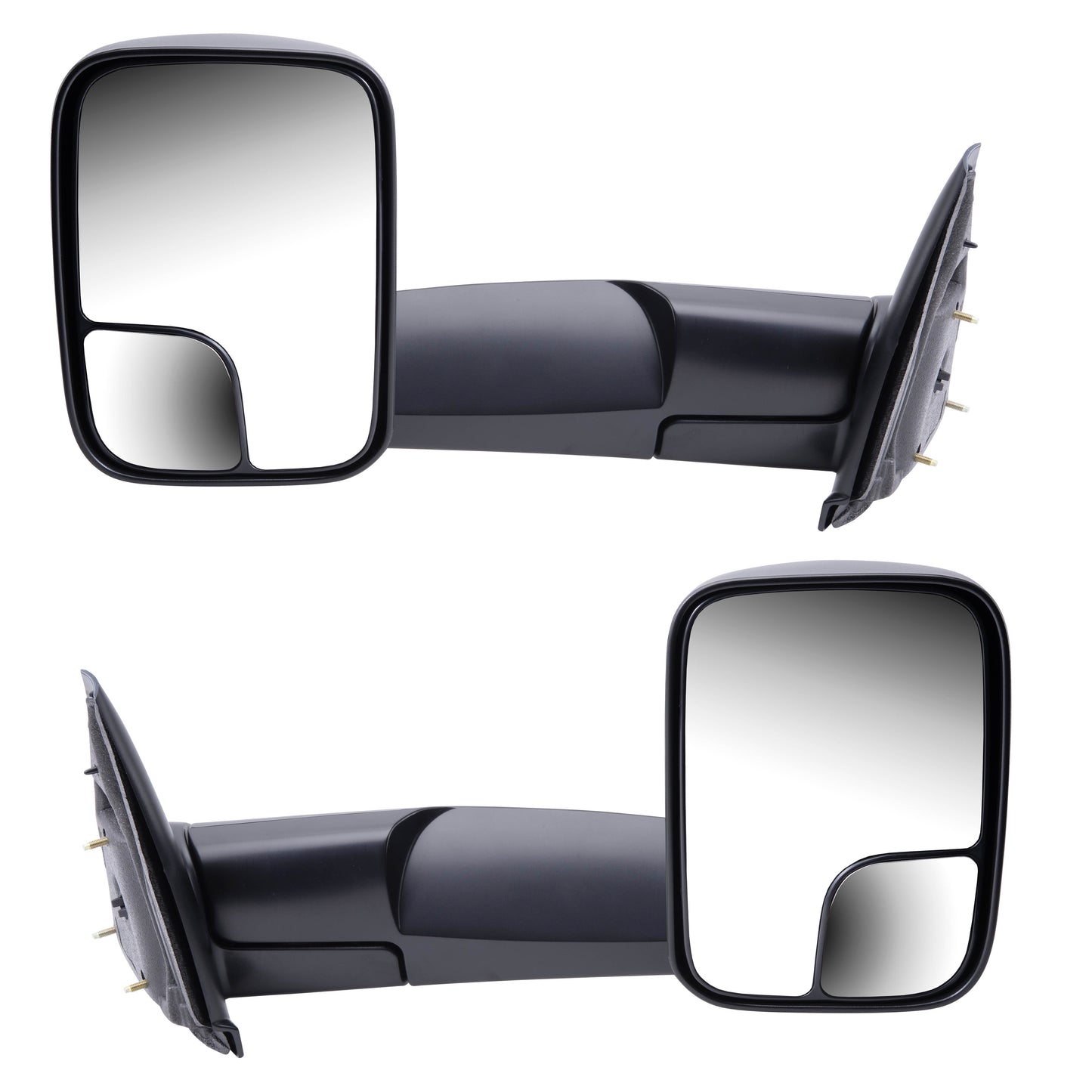 Brock Replacement Driver and Passenger Manual Side Tow Mirrors 7x10 Flip-Up Textured Compatible with 02-08 Pickup Truck 55077493AN 55077492AN