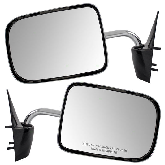 Brock Aftermarket Replacement Driver Left Passenger Right Manual Mirror Set Optional Type Chrome-6x9 Compatible with 1987-1994 Dodge Dakota