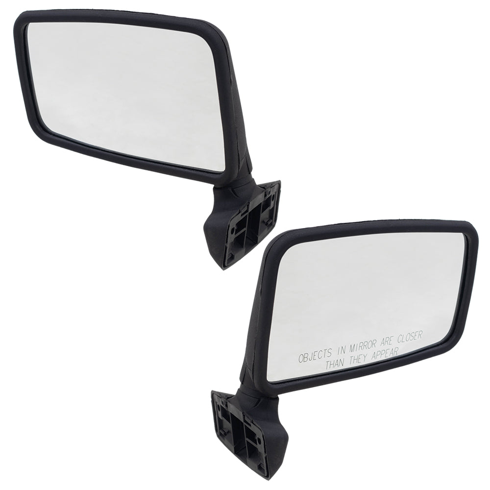 Pair Set Manual Side Mirrors Hard Door Mounted Textured Replacement for Jeep SUV Pickup Truck 55027207 55027208