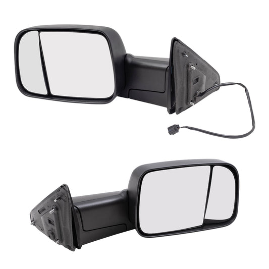 Brock Aftermarket Replacement Part Driver & Passenger Side Manual Tow Mirrors Textured Black Compatible with 2013-2018 RAM 1500