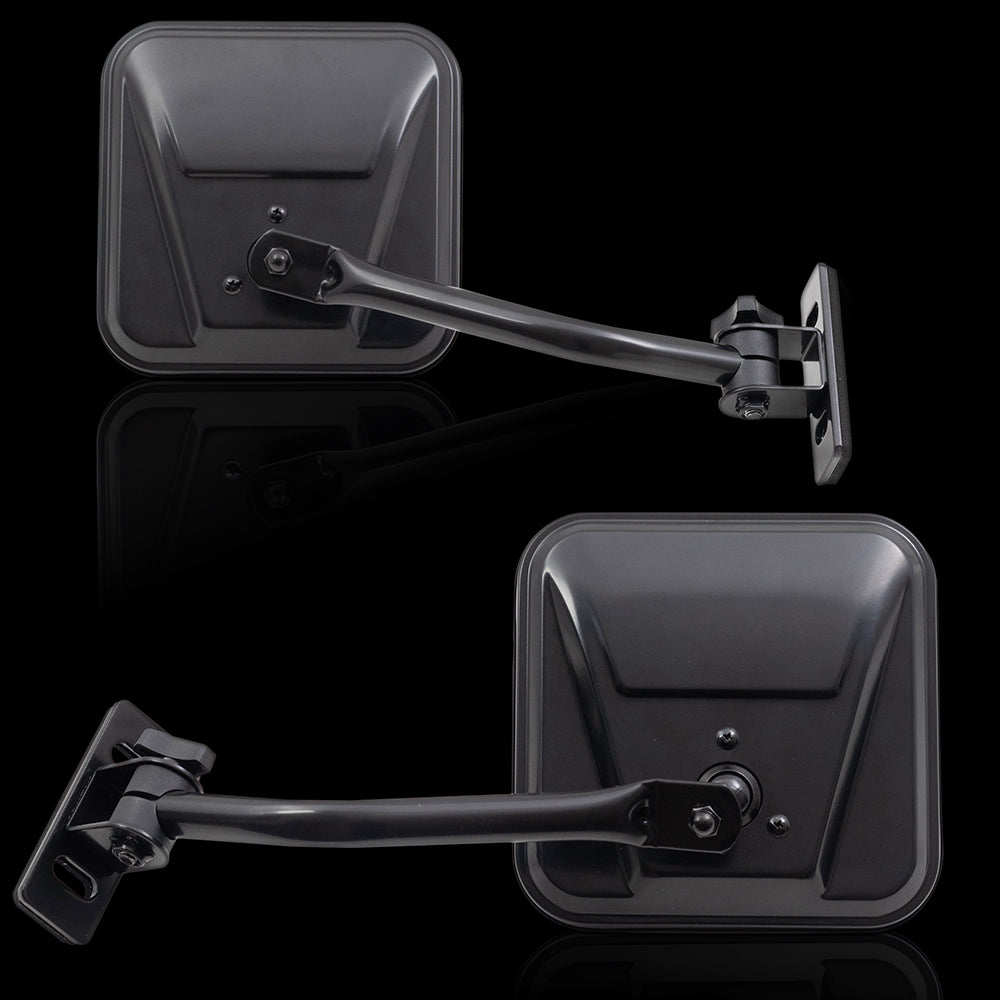 Replacement Pair Set Quick Release Mirrors w/ Adjustable Arms Relocation Off Road Rough Trail Compatible with 1976-1986 CJ7 CJ8 1987-1995 Wrangler 1997-2017 Wrangler 2018 Wrangler JK