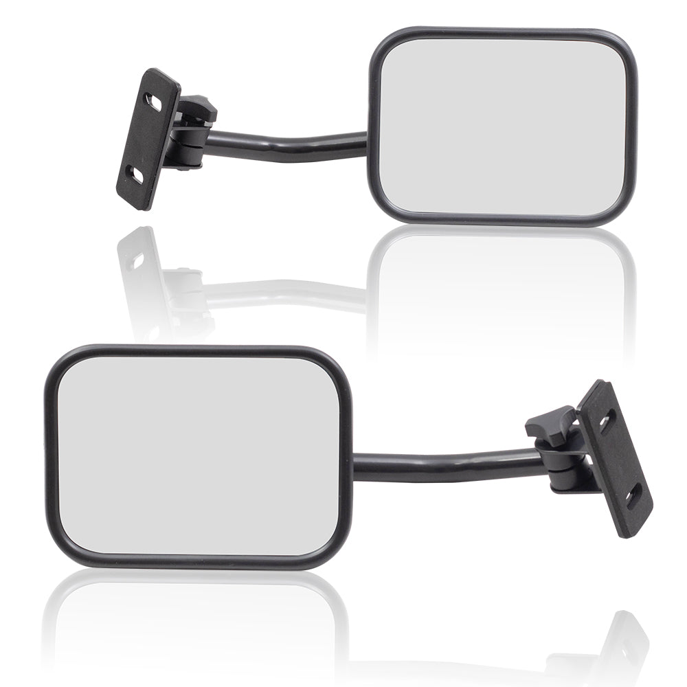 Replacement Pair Quick Release Mirrors 5"x7" Rectangular Set Black Upper Windshield Hinge Mounted Doorless Side Mirrors Compatible with 1997-2017 Jeep Wrangler & 18 Wrangler JK