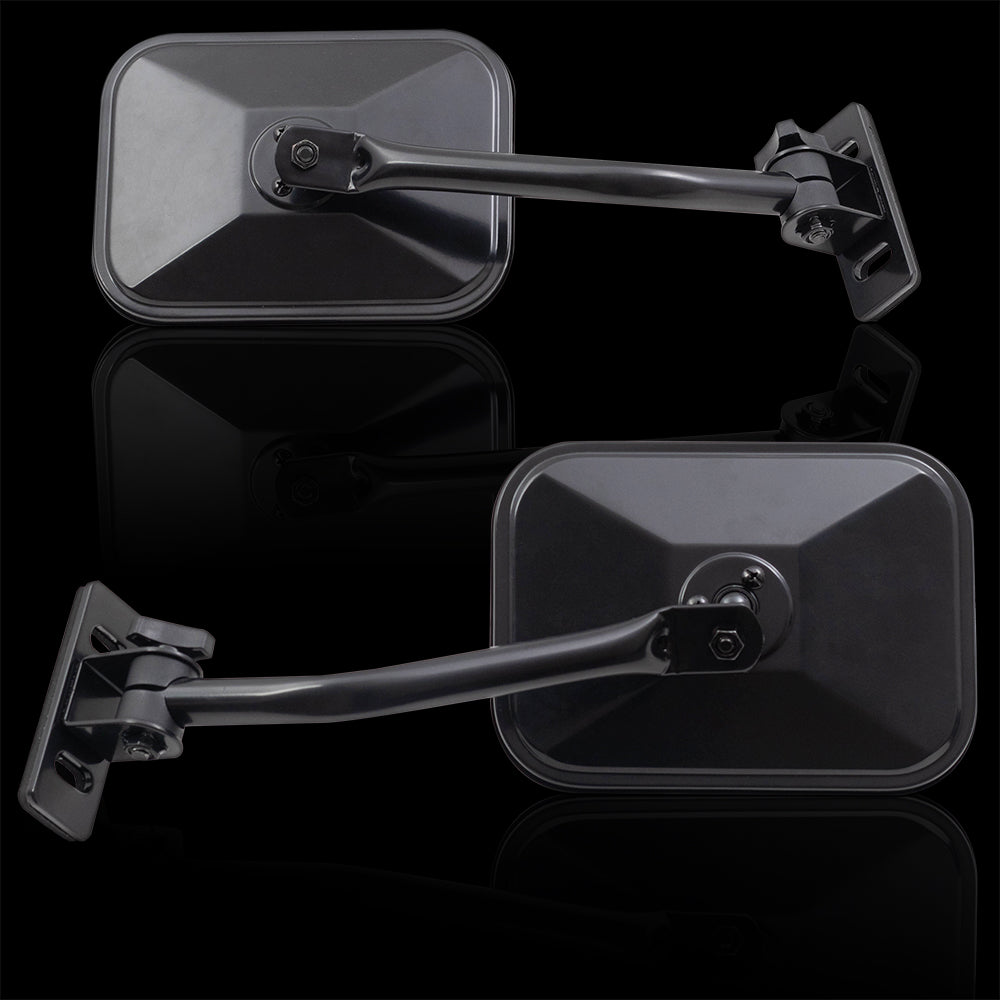 Replacement Pair Quick Release Mirrors 5"x7" Rectangular Set Black Upper Windshield Hinge Mounted Doorless Side Mirrors Compatible with 1997-2017 Jeep Wrangler & 18 Wrangler JK