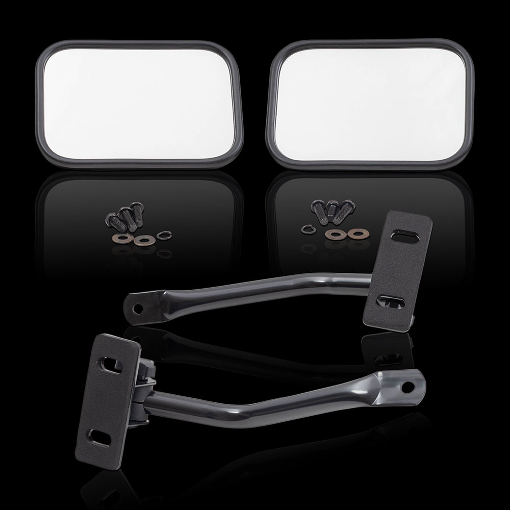 Replacement Pair Quick Release Mirrors 5"x7" Rectangular Set Black Upper Windshield Hinge Mounted Doorless Side Mirrors Compatible with 1997-2017 Jeep Wrangler & 18 Wrangler JK