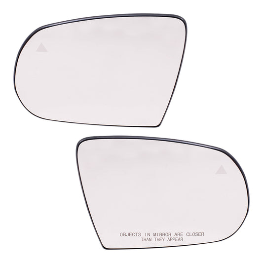 Brock Replacement Driver and Passenger Side Mirror Glass & Base with Heat and Blind Spot Detection without Memory Compatible with 2014-2021 Cherokee