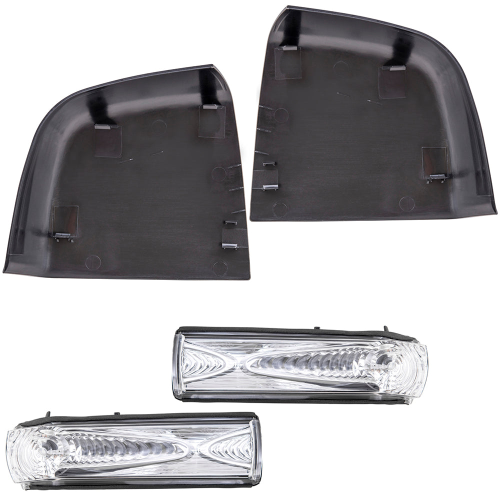 Brock Aftermarket Replacement Driver Left Passenger Right Door Mirror Cover Textured Black And Turn Signal Light 4 Piece Set Compatible With 2015-2021 RAM Promaster City Base/ST/Tradesman