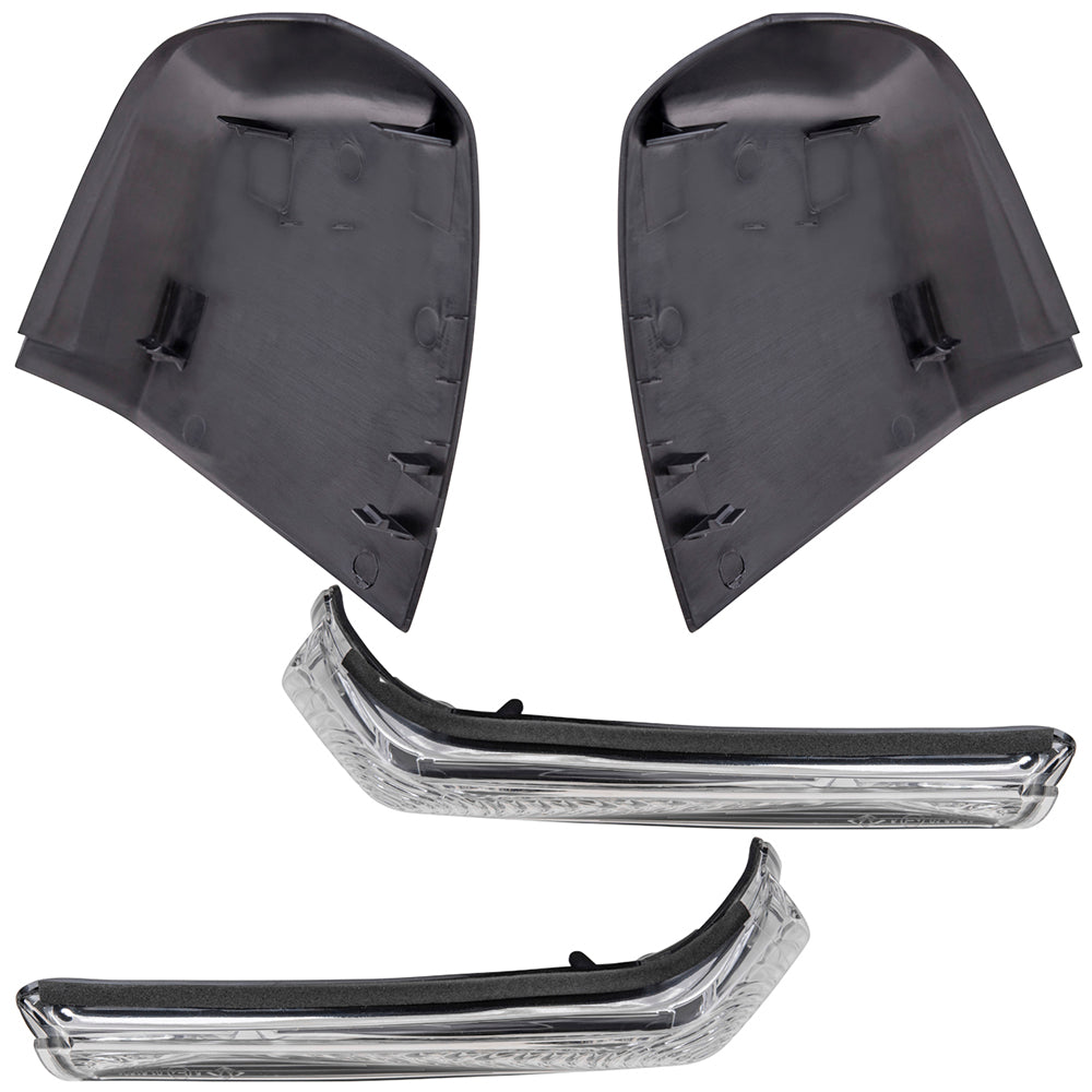Brock Aftermarket Replacement Driver Left Passenger Right Door Mirror Cover Textured Black And Turn Signal Light 4 Piece Set Compatible With 2015-2021 RAM Promaster City Base/ST/Tradesman
