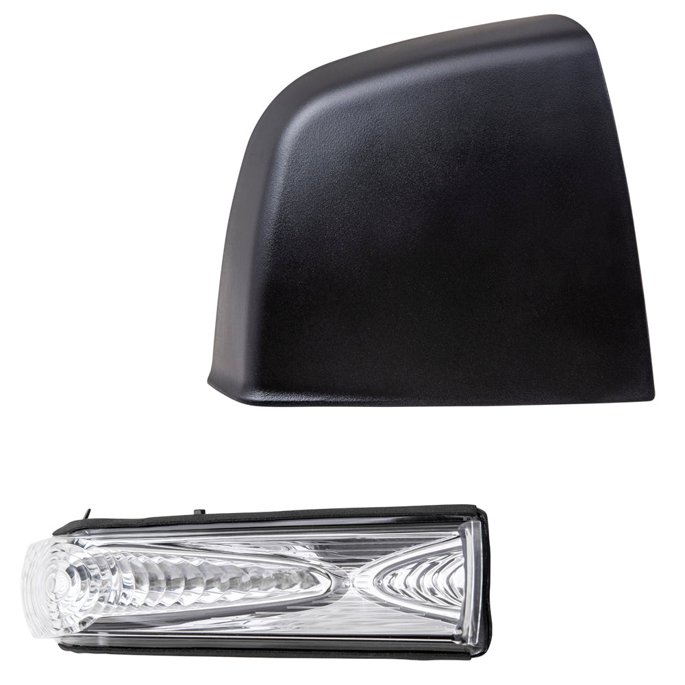 Brock Aftermarket Replacement Passenger Right Door Mirror Cover Textured Black And Turn Signal Light Set Compatible With 2015-2021 RAM Promaster City Base/ST/Tradesman