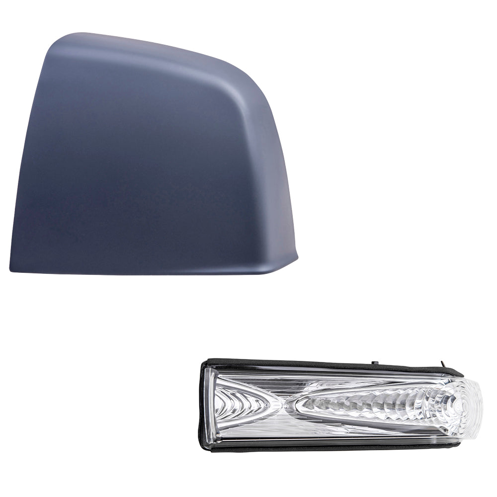 Brock Aftermarket Replacement Driver Left Door Mirror Cover Paint To Match Gray And Turn Signal Light Set Compatible With 2015-2021 RAM Promaster City SLT/Tradesman SLT