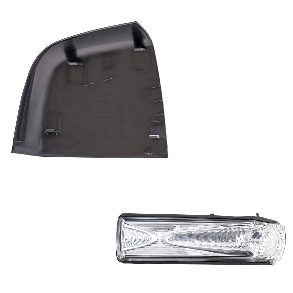 Brock Aftermarket Replacement Driver Left Door Mirror Cover Paint To Match Gray And Turn Signal Light Set Compatible With 2015-2021 RAM Promaster City SLT/Tradesman SLT