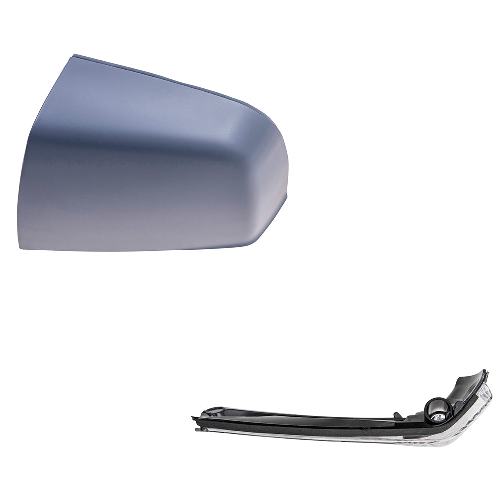 Brock Aftermarket Replacement Driver Left Door Mirror Cover Paint To Match Gray And Turn Signal Light Set Compatible With 2015-2021 RAM Promaster City SLT/Tradesman SLT