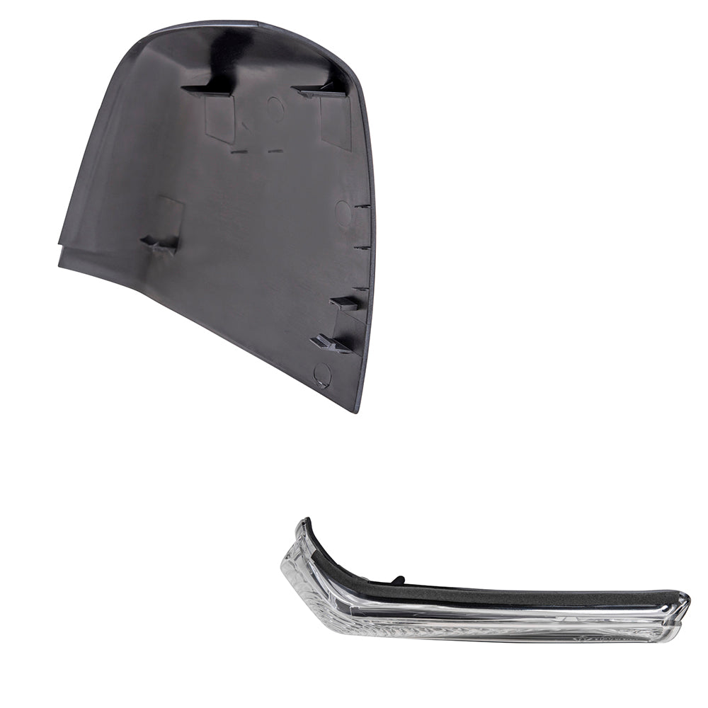 Brock Aftermarket Replacement Driver Left Door Mirror Cover Paint To Match Gray And Turn Signal Light Set Compatible With 2015-2021 RAM Promaster City SLT/Tradesman SLT