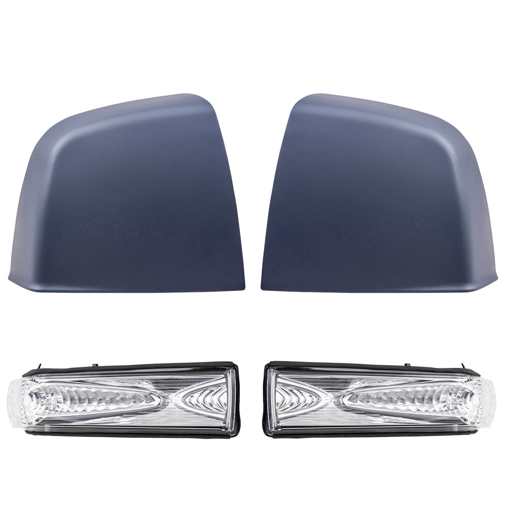 Brock Aftermarket Replacement Driver Left Passenger Right Door Mirror Cover Paint To Match Gray And Turn Signal Light 4 Piece Set Compatible With 2015-2021 RAM Promaster City SLT/Tradesman SLT
