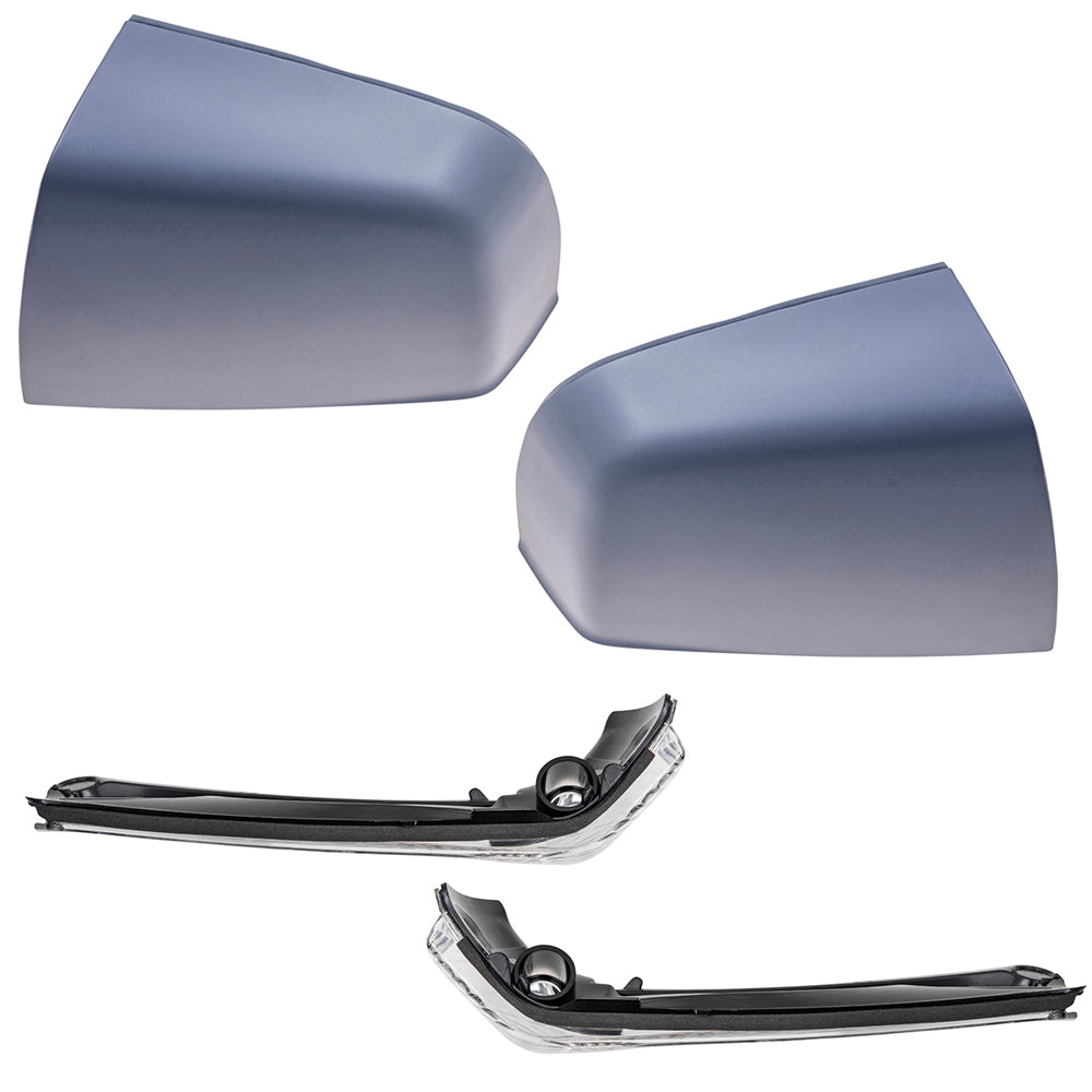 Brock Aftermarket Replacement Driver Left Passenger Right Door Mirror Cover Paint To Match Gray And Turn Signal Light 4 Piece Set Compatible With 2015-2021 RAM Promaster City SLT/Tradesman SLT