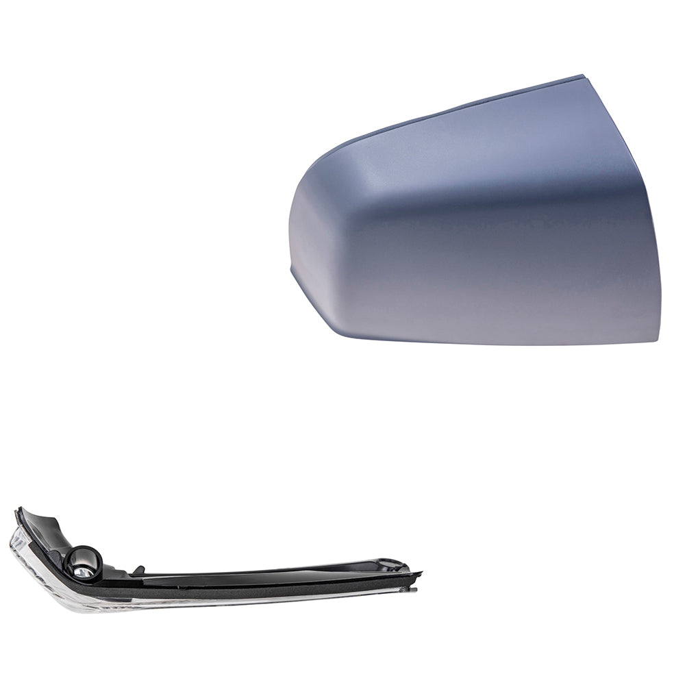 Brock Aftermarket Replacement Passenger Right Door Mirror Cover Paint To Match Gray And Turn Signal Light Set Compatible With 2015-2021 RAM Promaster City SLT/Tradesman SLT
