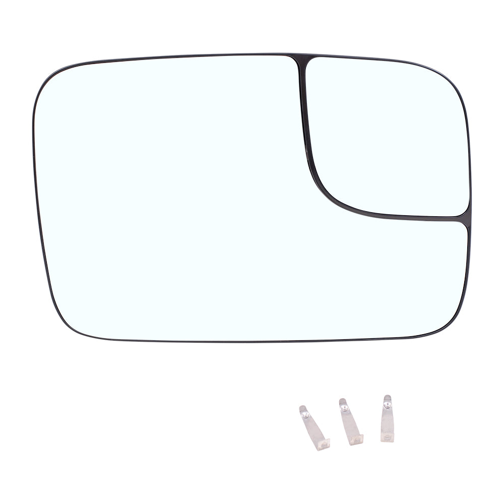 Brock Replacement Passenger Side Manual Tow Mirror Glass & Base with Spotter Glass without Heat Compatible with 2005-2008 1500 & 2005-2009 2500/3500