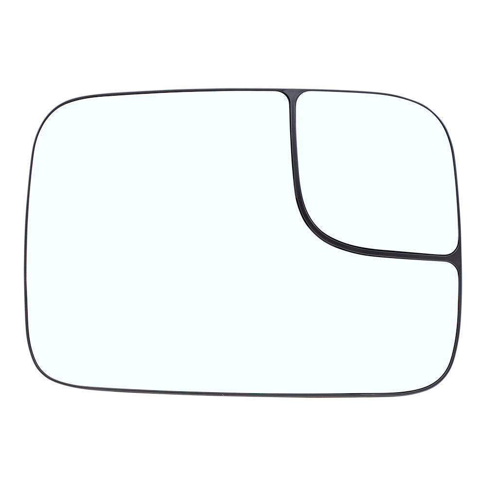 Brock Replacement Passenger Side Manual Tow Mirror Glass & Base with Spotter Glass without Heat Compatible with 2005-2008 1500 & 2005-2009 2500/3500