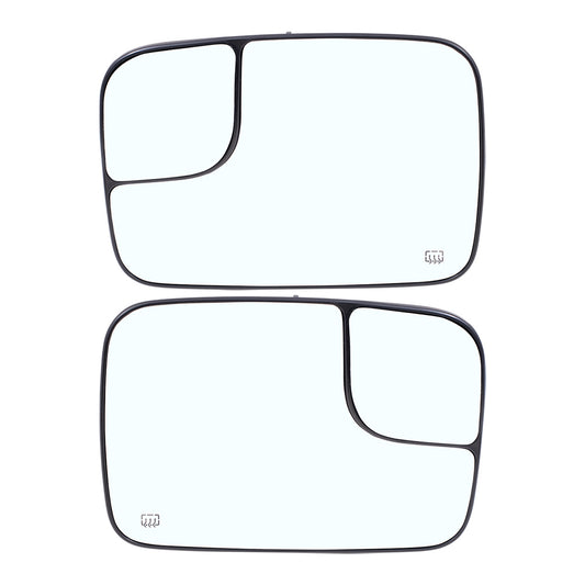 Brock Replacement Driver and Passenger Side Power Tow Mirrors Glass & Base with Heat and Spotter Glass Compatible with 2002-2004 1500 & 2003-2004 2500/3500