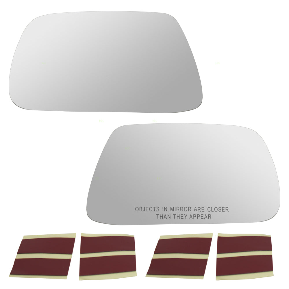 Brock Replacement Pair Set Side View Mirror Glass Heated w/ Adhesive Strips compatible with Grand Cherokee 5142875AA 5142874AA