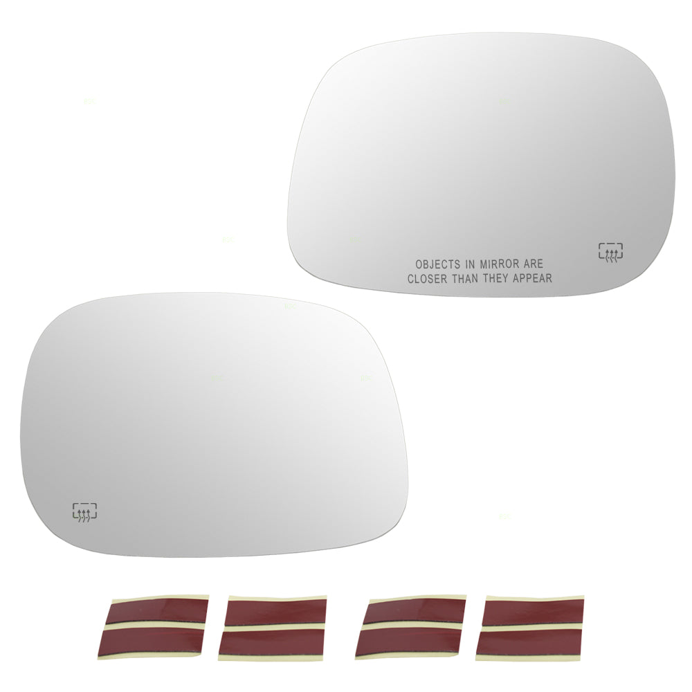 Brock Replacement Pair Set Side View Mirror Glass Heated w/ Adhesive Strips compatible with Pickup Truck 5161011AA 5086220AA