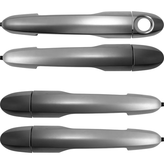 Brock 4 Piece Silver Outside Door Handle Set Driver Left Passenger Right Front & Rear Compatible With 2014-2017 FIAT 500L Trekking Hatchback 2014-2017 FIAT 500L Urbana Hatchback 2442-0004C4