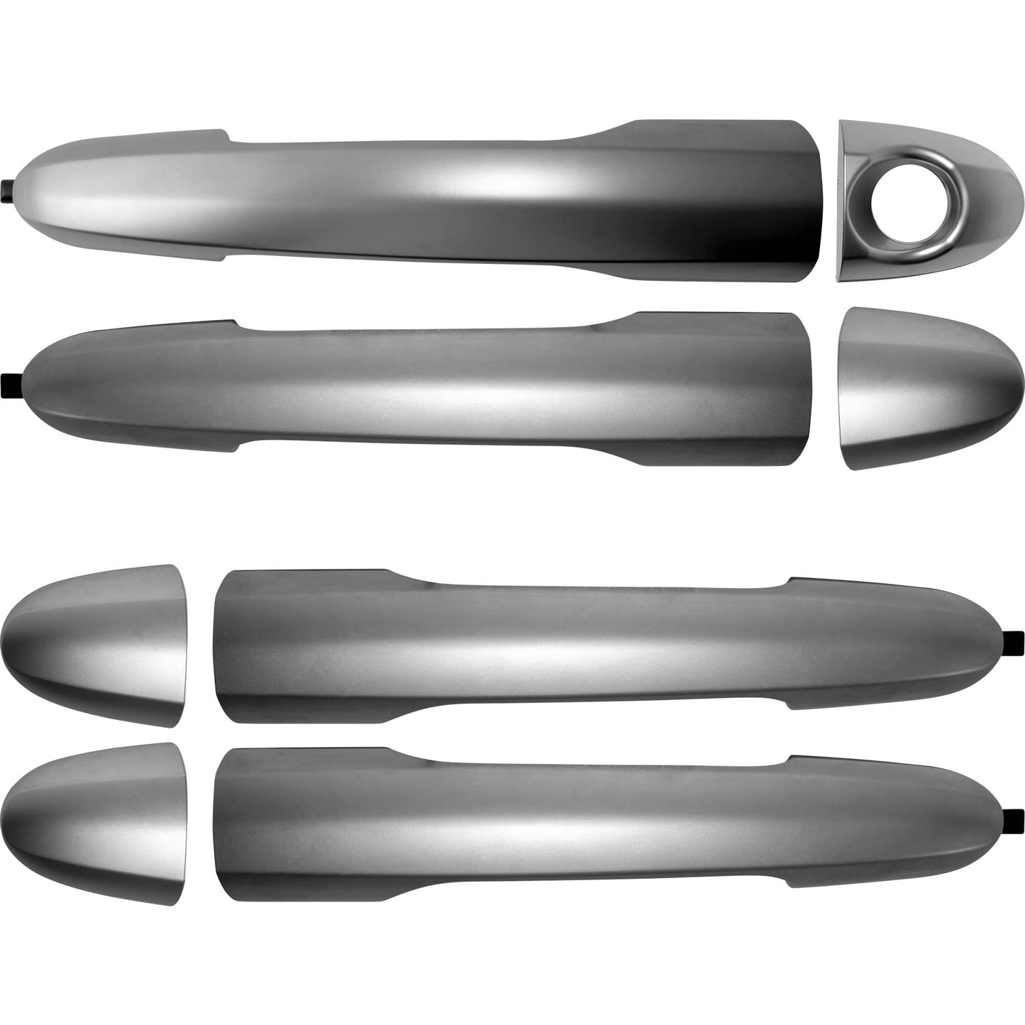 Brock 4 Piece Silver Outside Door Handle Set Driver Left Passenger Right Front & Rear Compatible With 2014-2017 FIAT 500L Trekking Hatchback 2014-2017 FIAT 500L Urbana Hatchback 2442-0004C4